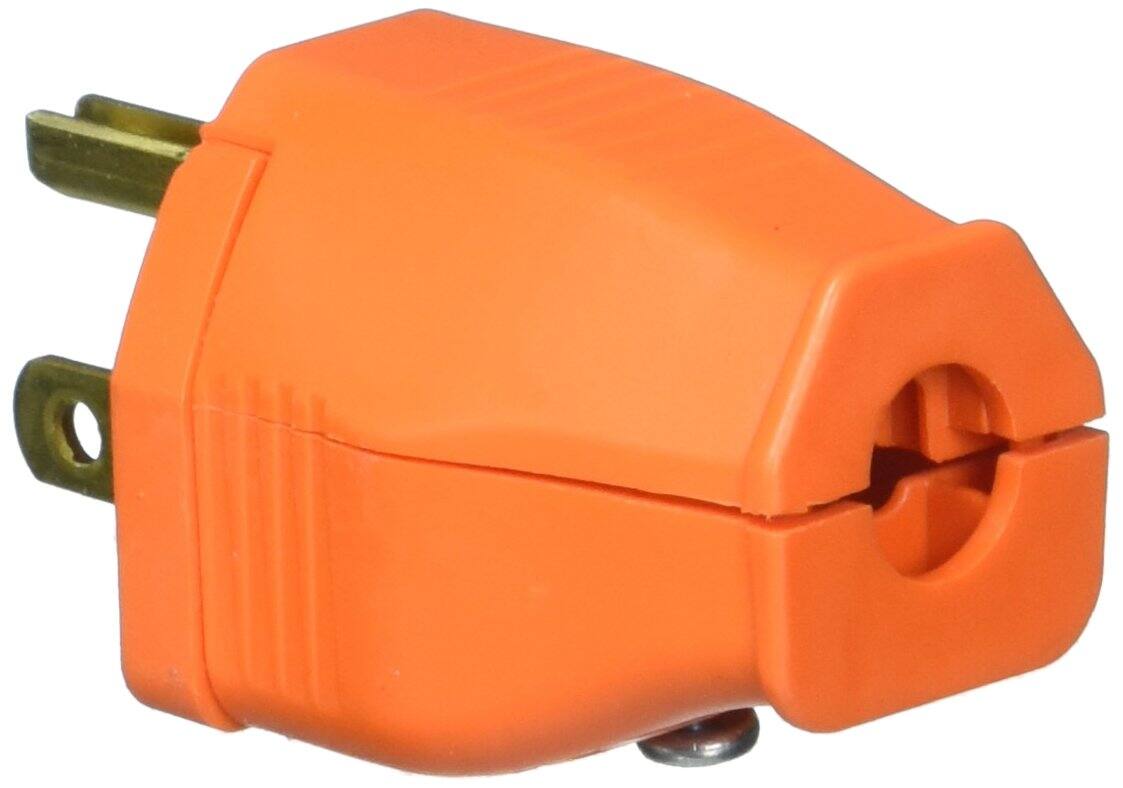 Left. Leviton - Leviton Commercial and Residential Thermoplastic Ground/Straight Blade Plug 5-15P - Orange.