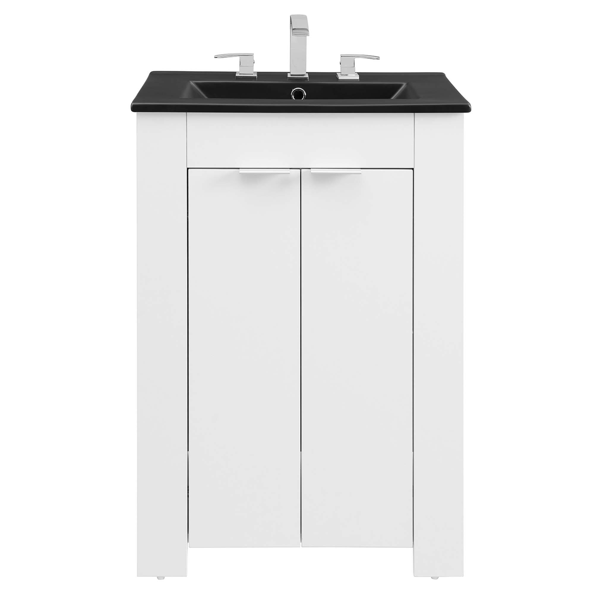 Alt View 7. Modway - Maybelle Bathroom Vanity Basin Included - White Black.