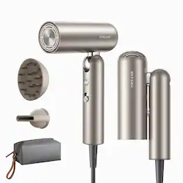 Dreame - Hair Dryer, 110V Voltage Travel Blow Dryer with Diffuser, 1300W Professional HighSpeed Ionic Hair Blower, Fast Drying - Titanium Gold