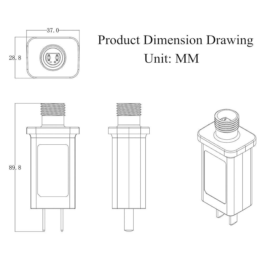 Product Dimension Drawing  
Unit: MM  

- 28.8 MM  
- 37.0 MM  
- 89.8 MM