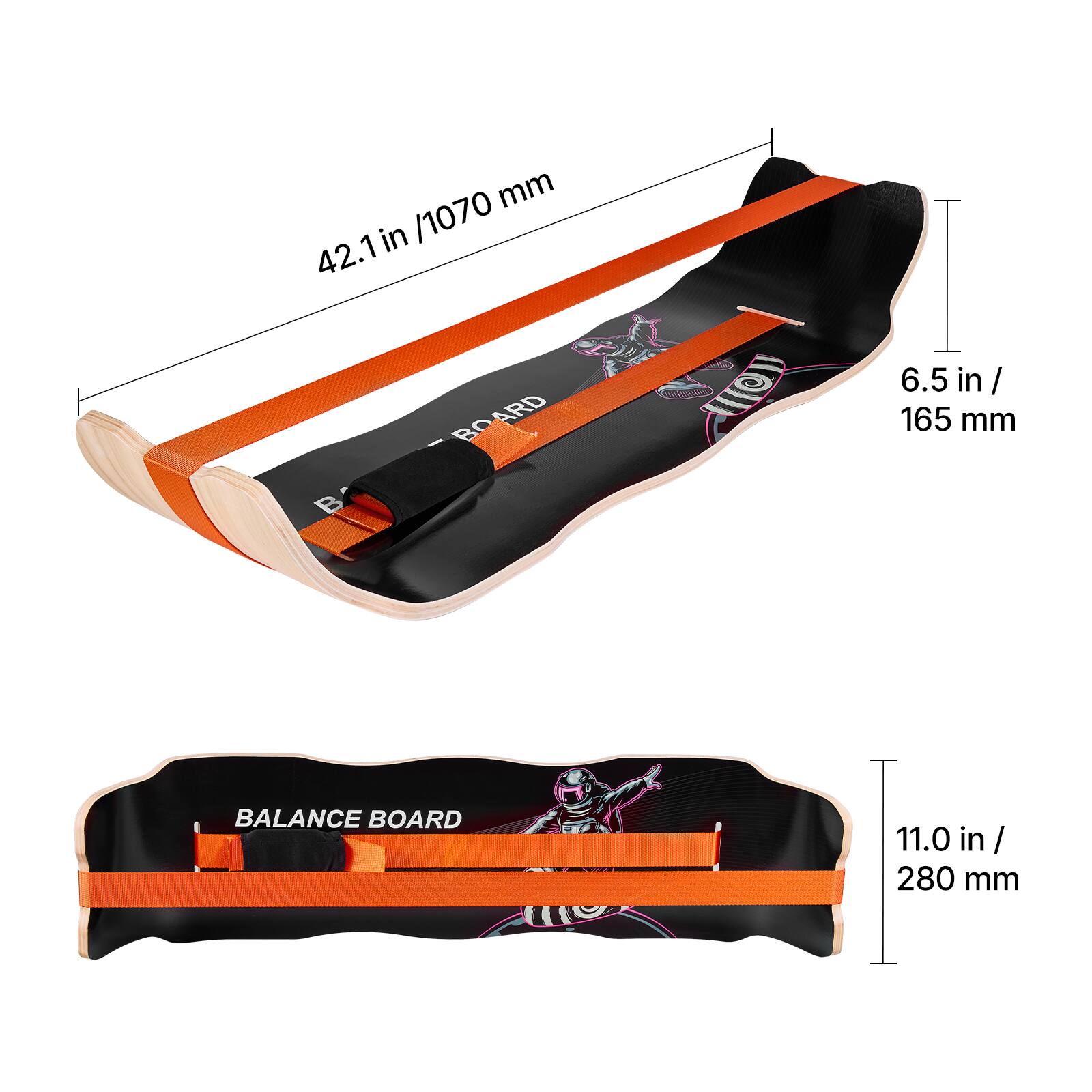 42.1 in / 1070 mm  
6.5 in / 165 mm  
11.0 in / 280 mm