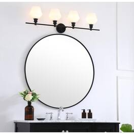 Living District - Gene 4 light Wall sconce - Black And Frosted White Glass