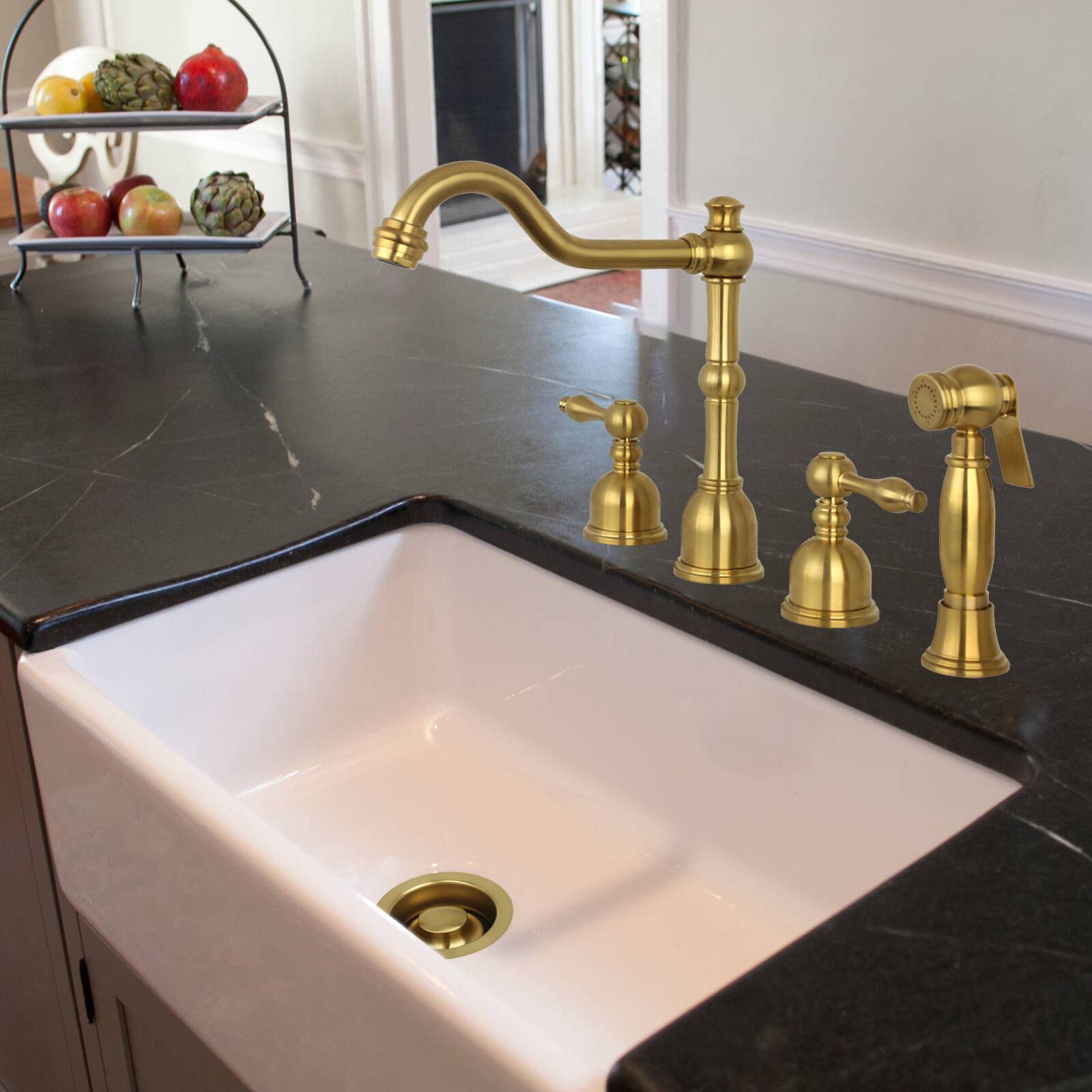 Alt View 2. Akicon - Akicon Brass Kitchen Sink Garbage Disposal Flange Stopper One Size Rim for 3-1/2 in. Drain Hole in Brushed Gold - Brushed Gold.