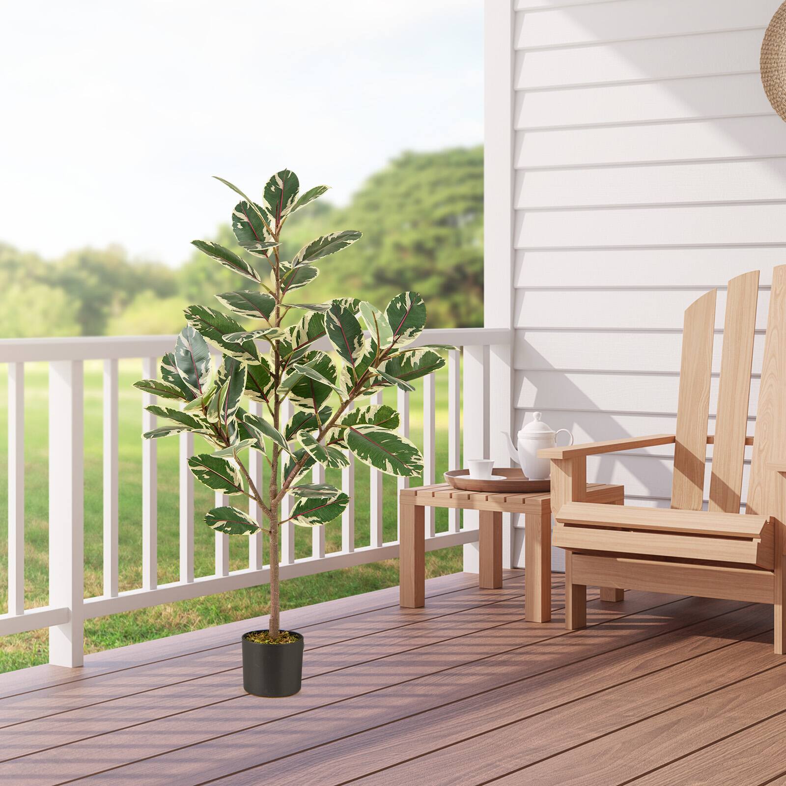 Alt View 3. Gymax - Gymax 4.3 FT Artificial Bird of Paradise Plant 2 Pack Fake Banana Leaf Potted Tree - Green.