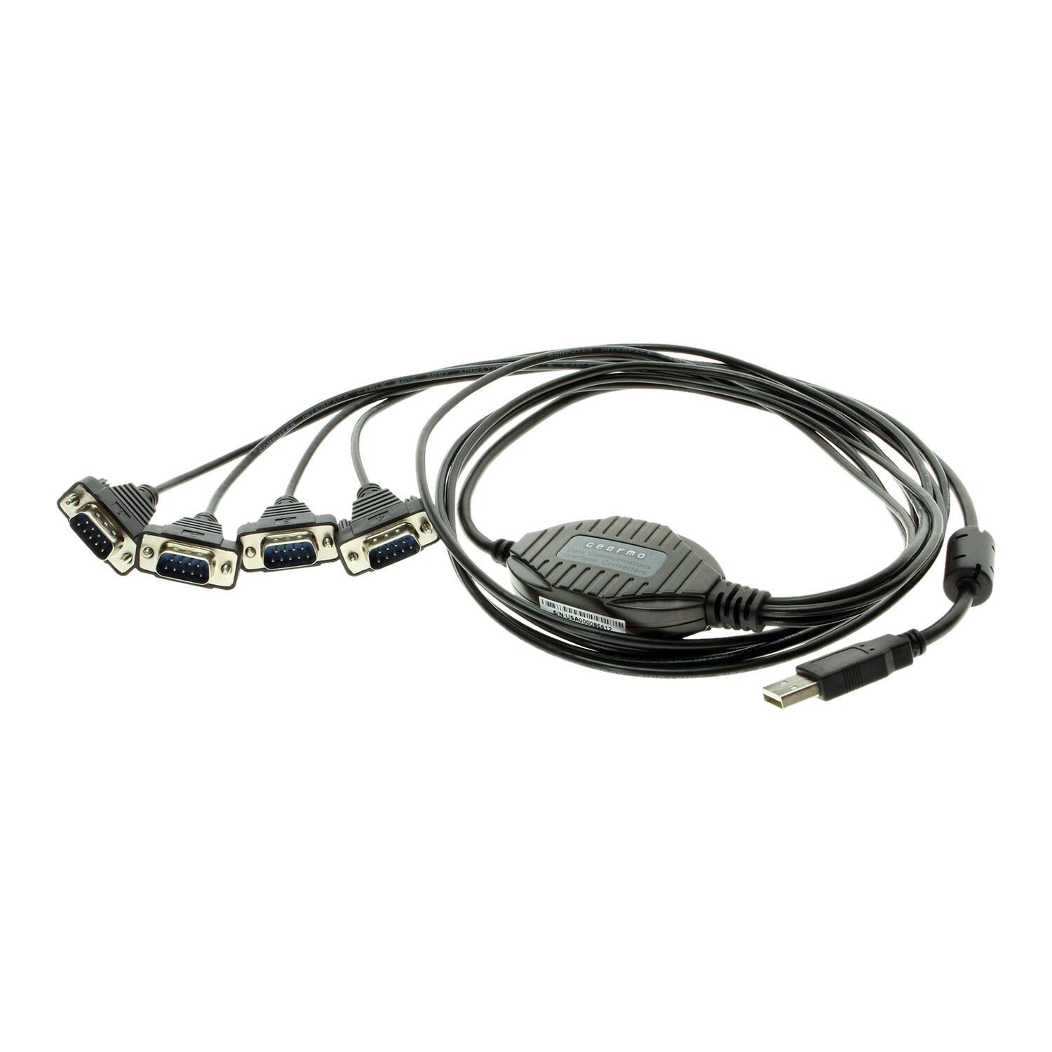 Angle. Gearmo - 4-Port USB to Serial Adapter COM Retention FTDI Chipset 920K Baud Rate - Black.