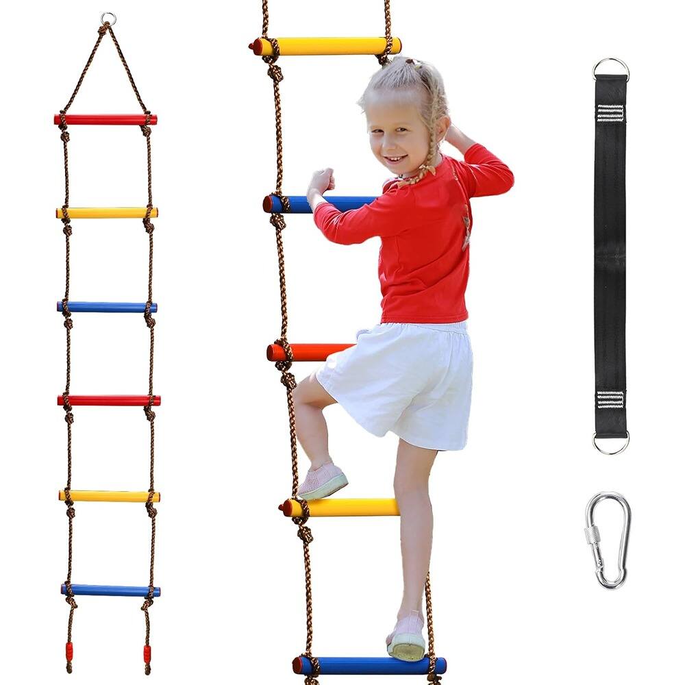 Front. MOSZAR LLC - Climbing Rope Ladder for Indoor/Outdoor Play, Slackline Swing & Obstacle.