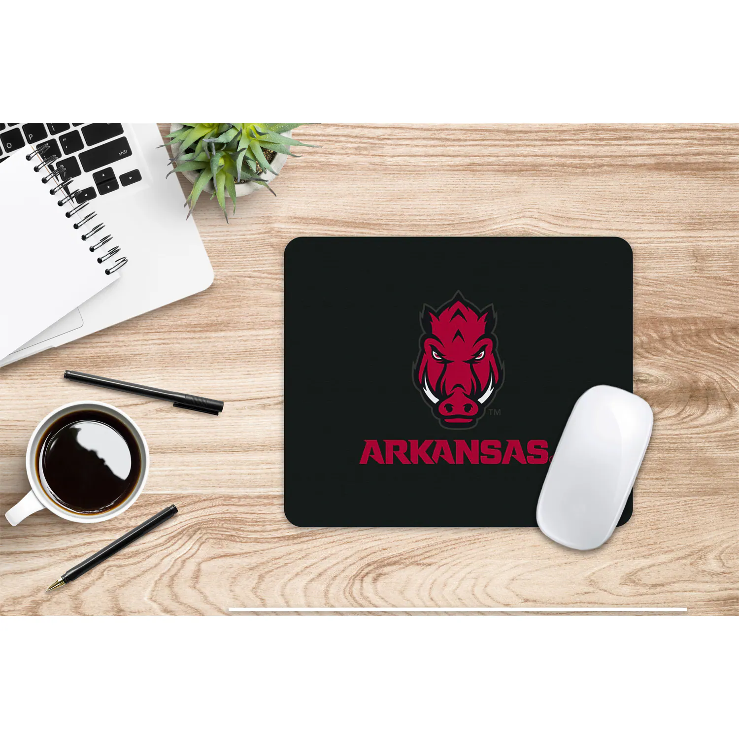 Alt View 1. OTM Essentials - Black Arkansas Razorbacks Mascot Logo Mouse Pad - Black.