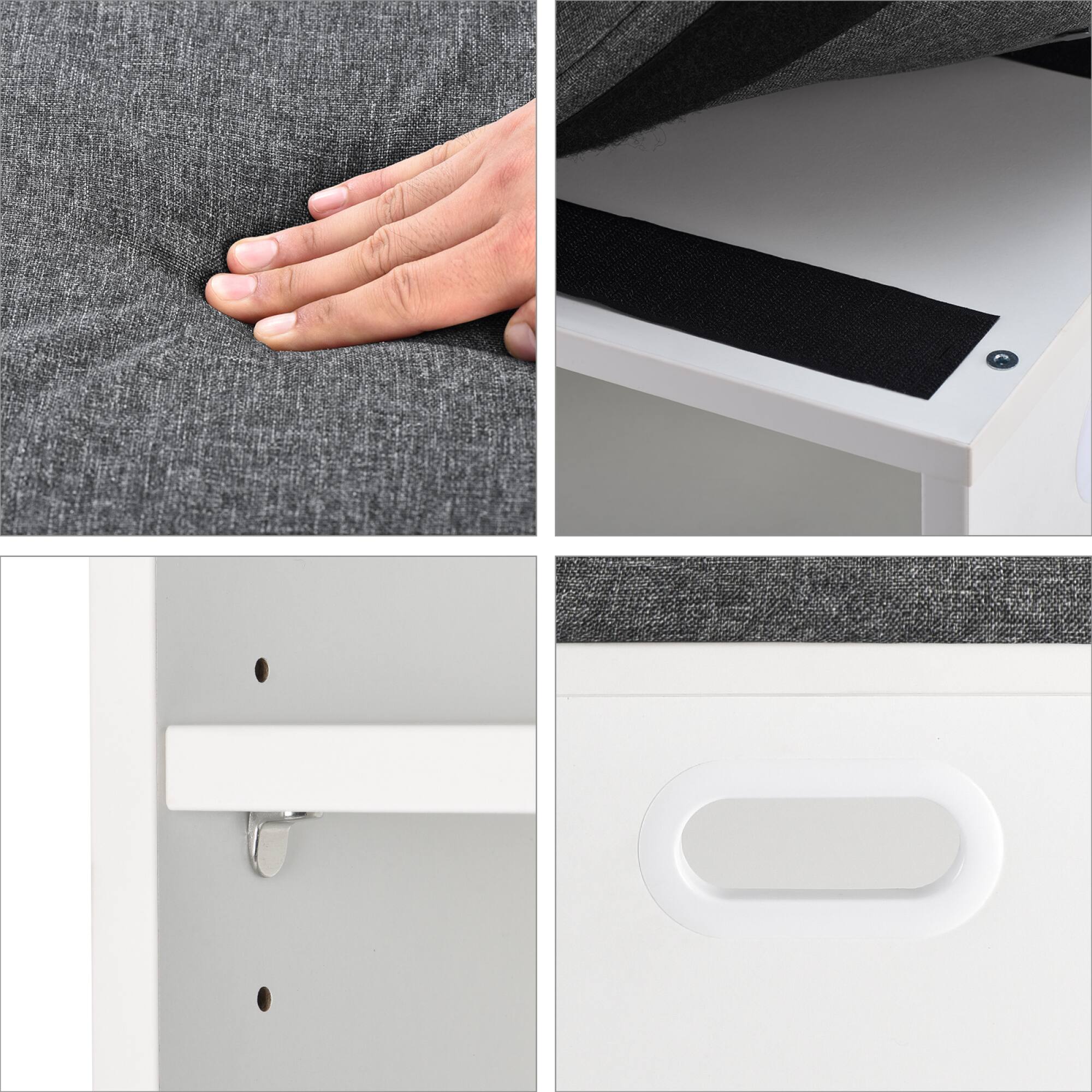 Angle. GOODSILO - Compact Entryway Shoe Storage Bench with Removable Cushion for Seating and Organization - White.