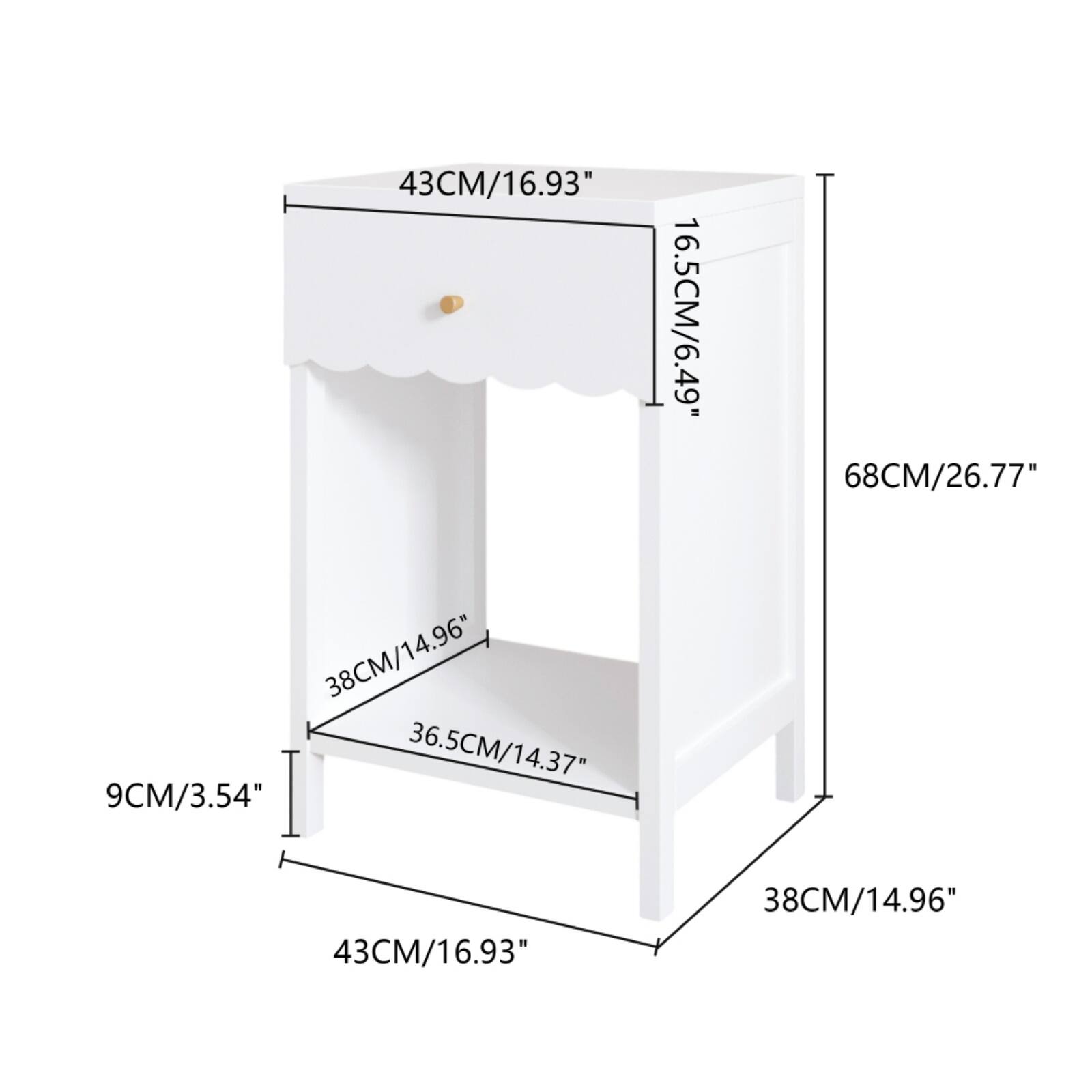 43CM/16.93"  
16.5CM/6.49"  
68CM/26.77"  
38CM/14.96"  
36.5CM/14.37"  
9CM/3.54"  
43CM/16.93"  
38CM/14.96"