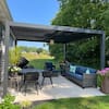 Front. PURPLE LEAF - Louvered Pergola Outdoor Gray Aluminum Pergola with Adjustable Roof for Deck Backyard Garden Hardtop Gazebo - 10' X 14'.