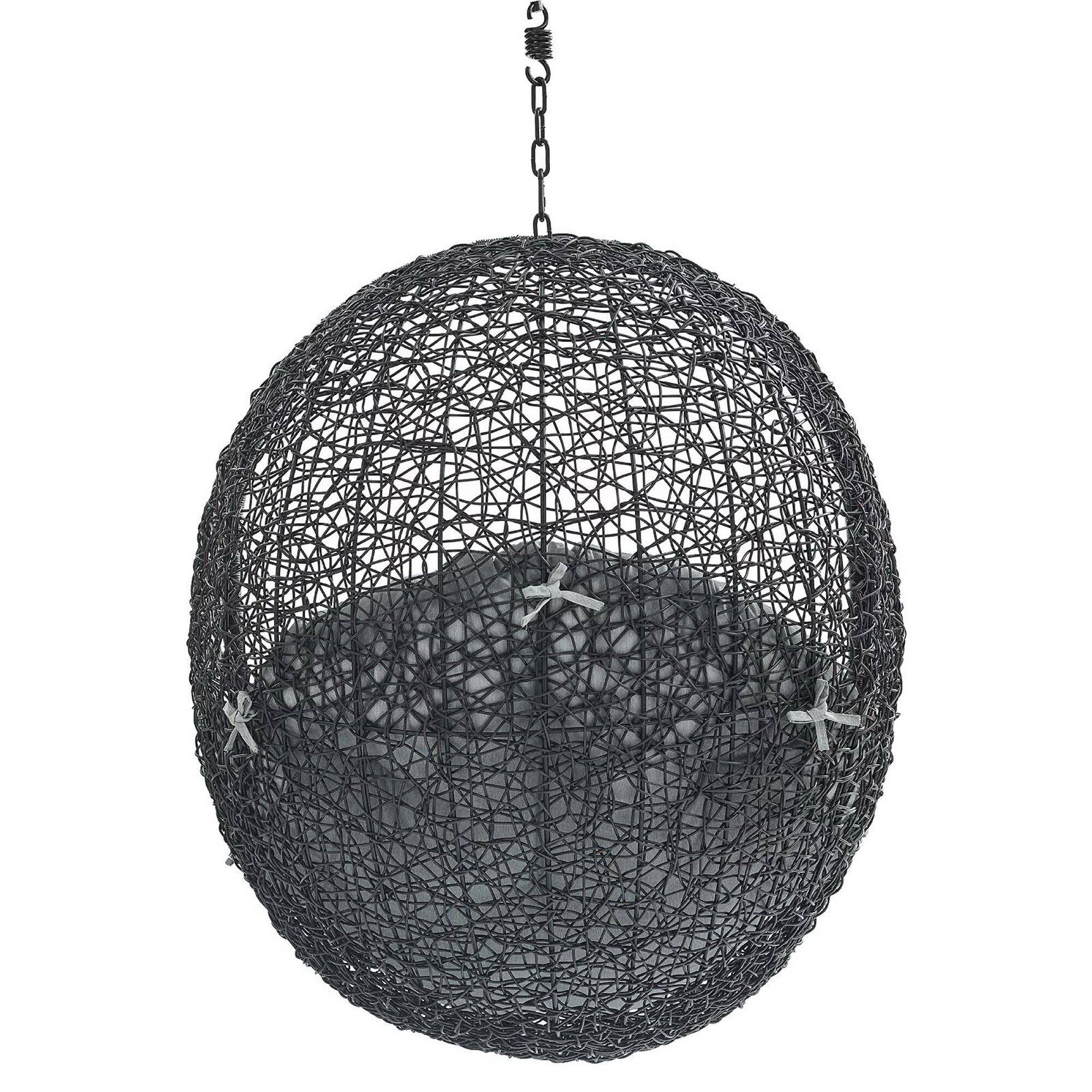 Back. Modway - Encase Sunbrella® Fabric Swing Outdoor Patio Lounge Chair Without Stand by Modway - Black Gray.