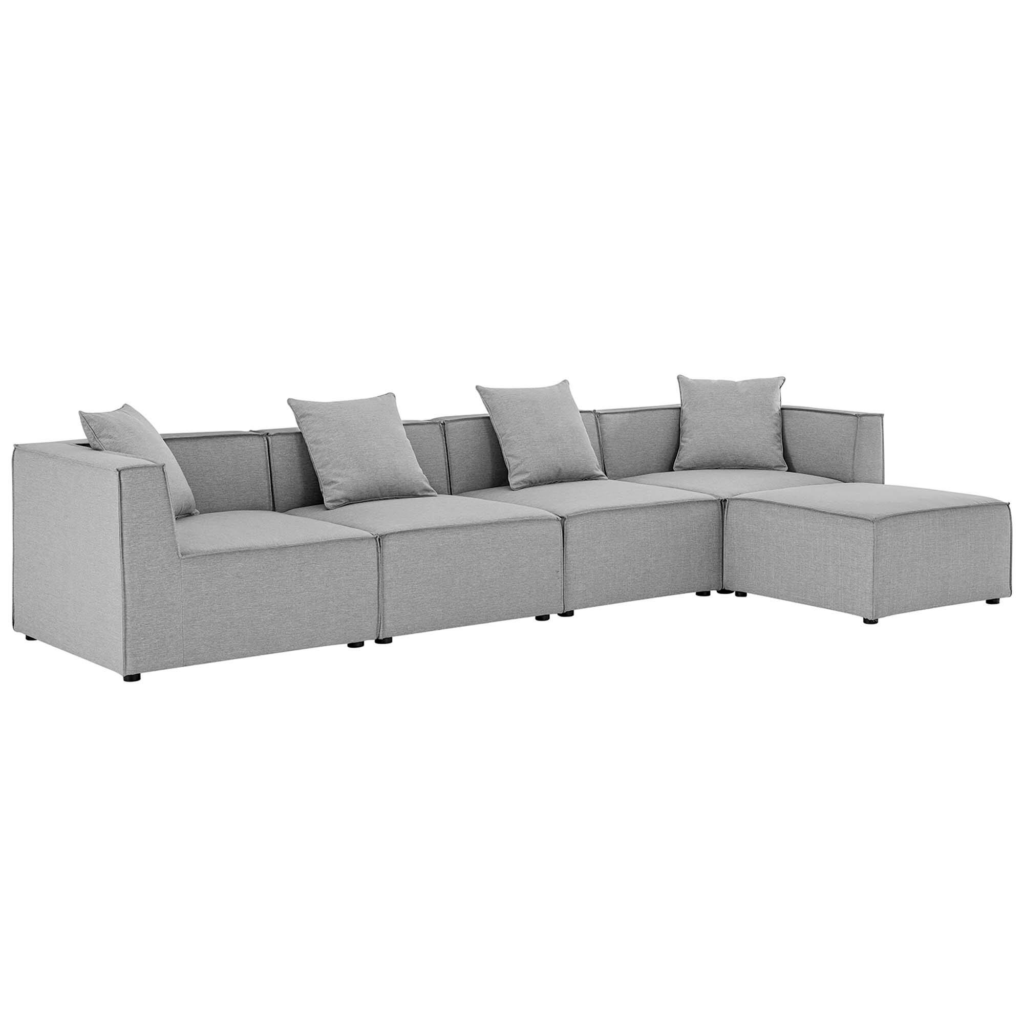 Angle. Modway - Saybrook 5-Piece Outdoor Patio Upholstered Sectional Sofa by Modway - Gray.