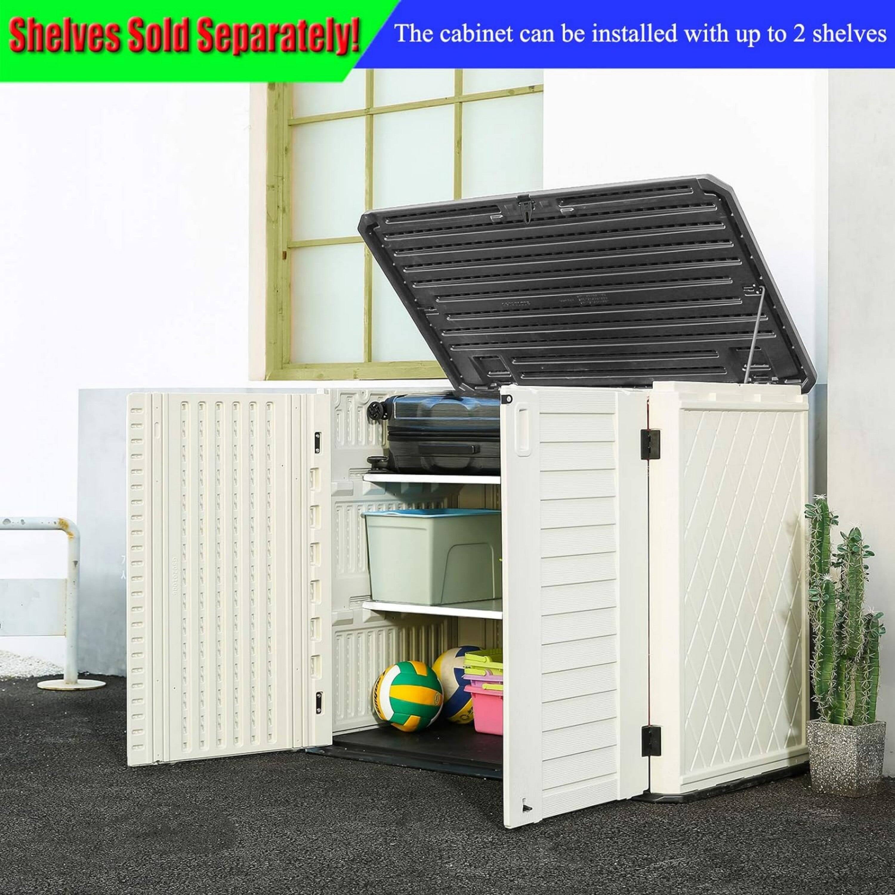 Shelves Sold Separately!  
The cabinet can be installed with up to 2 shelves