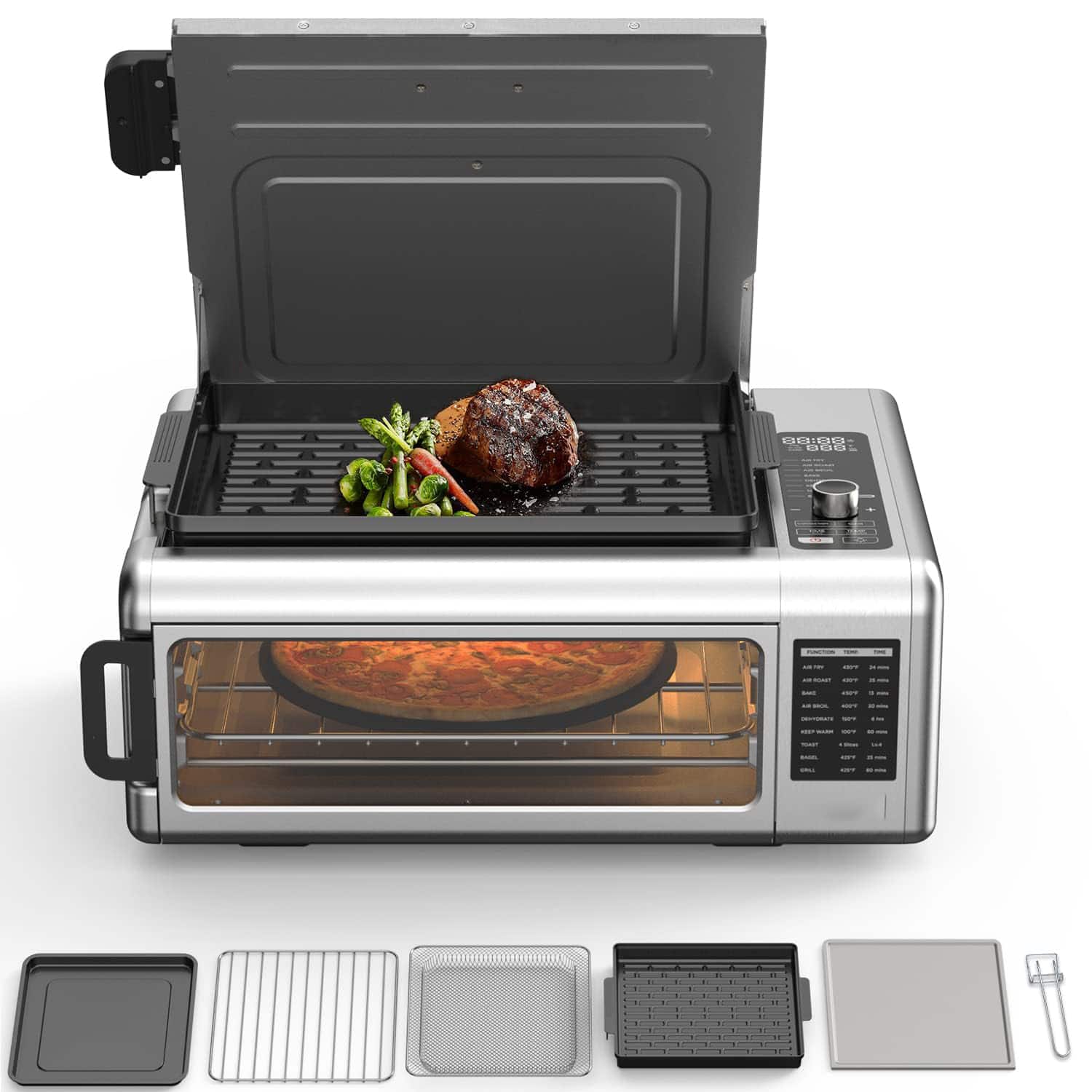 GlowWise - 6-in-1 XXL Air Fryer Oven & Grill Combo, 18QT with See-Through Window & Accessories - Black