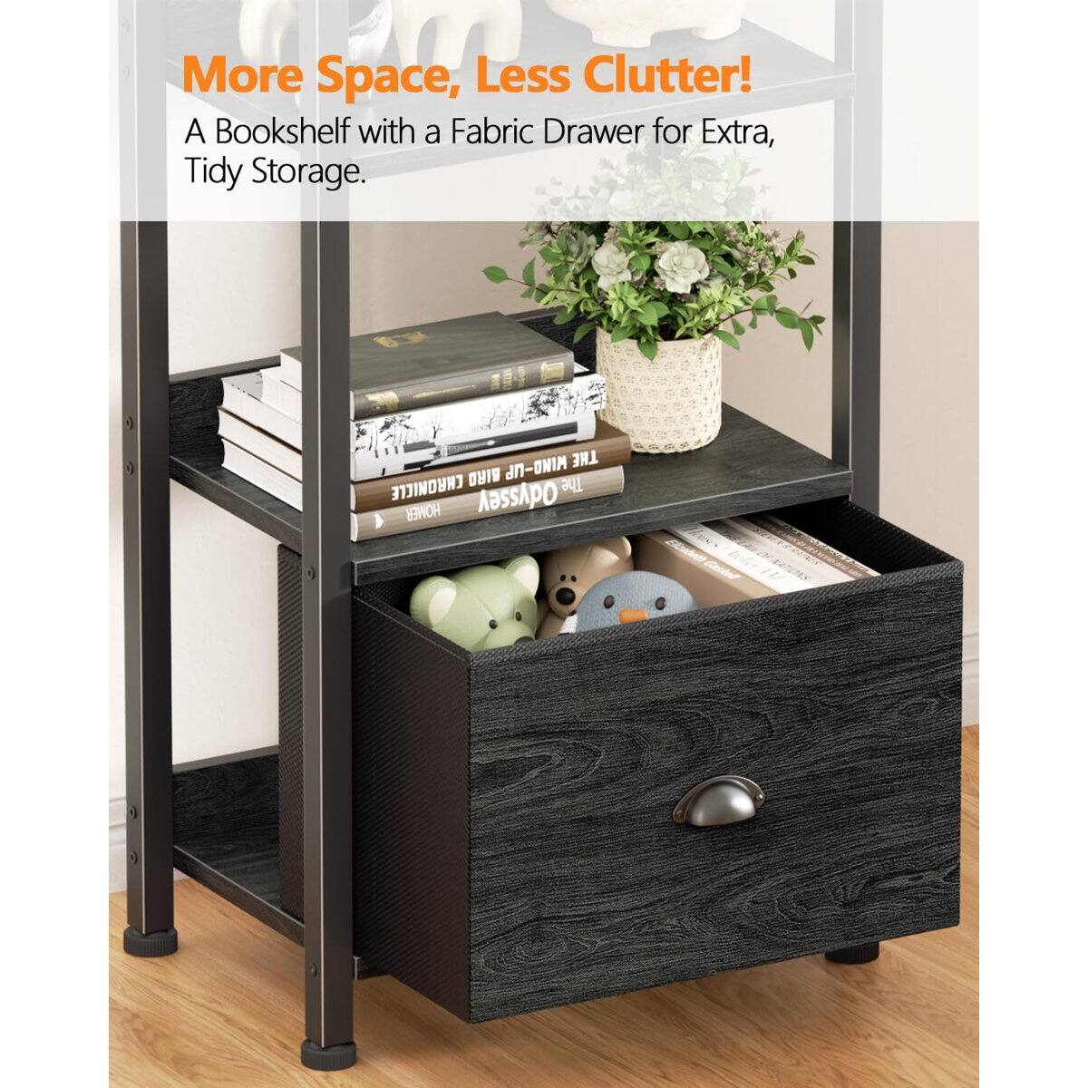 More Space, Less Clutter!  
A Bookshelf with a Fabric Drawer for Extra, Tidy Storage.  

THE CHRONICLE OF THE BIRD  
THE HOMER Odyssey