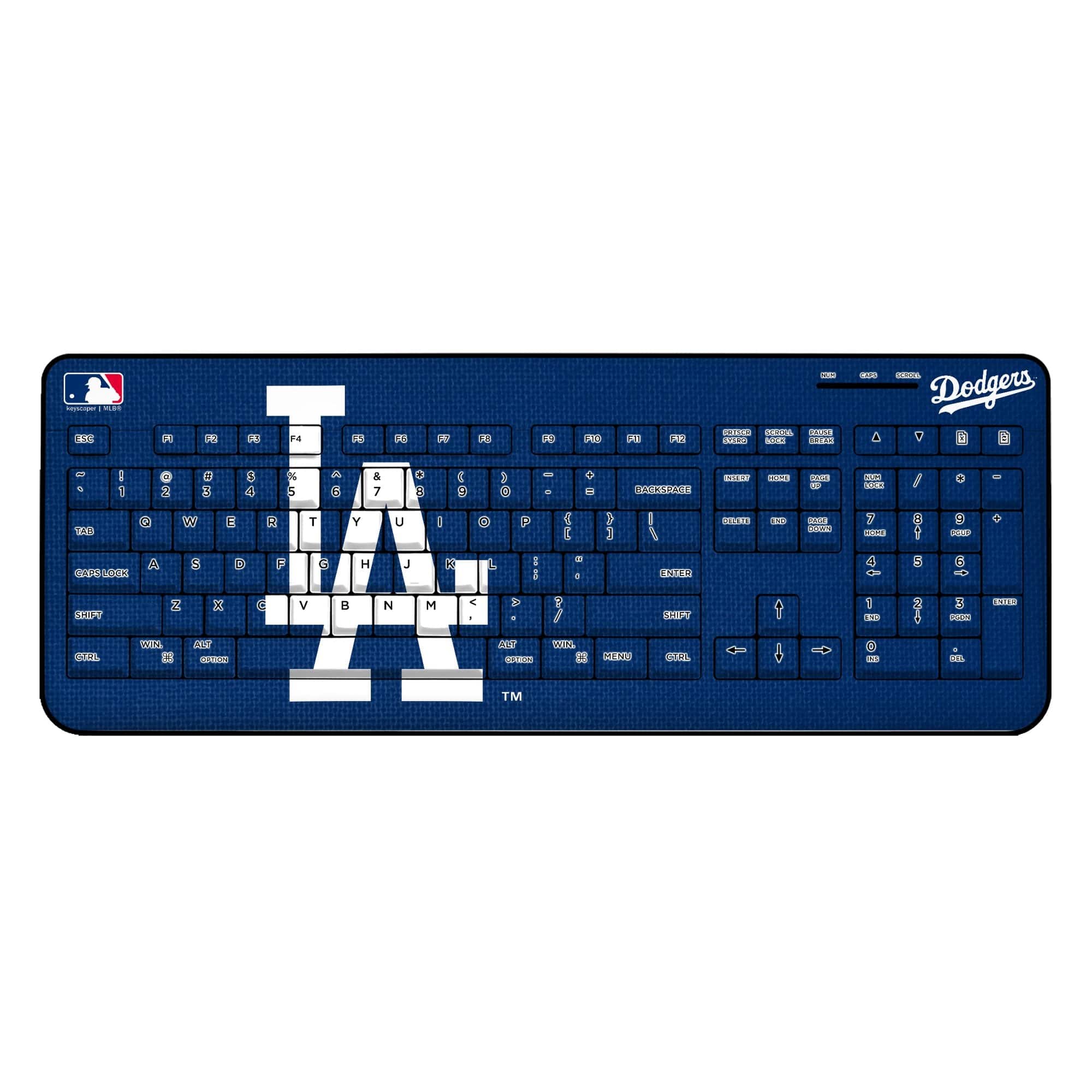 Keyscaper - Los Angeles Dodgers Team Logo Wireless Keyboard - Multicolor