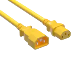 Cable Leader - Power Extension Cord, IEC C13 to C14 Heavy Duty, 14 AWG 15A 250V for PDU, UPS, Server Rack, Network Switch - Yellow
