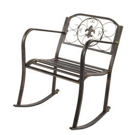 Winado - Rocking Chair Wrought Cast Iron Rocking Chair with Back & Armrest Metal Patio Rockers for Porch Backyard Outdoor Garden - Bronze
