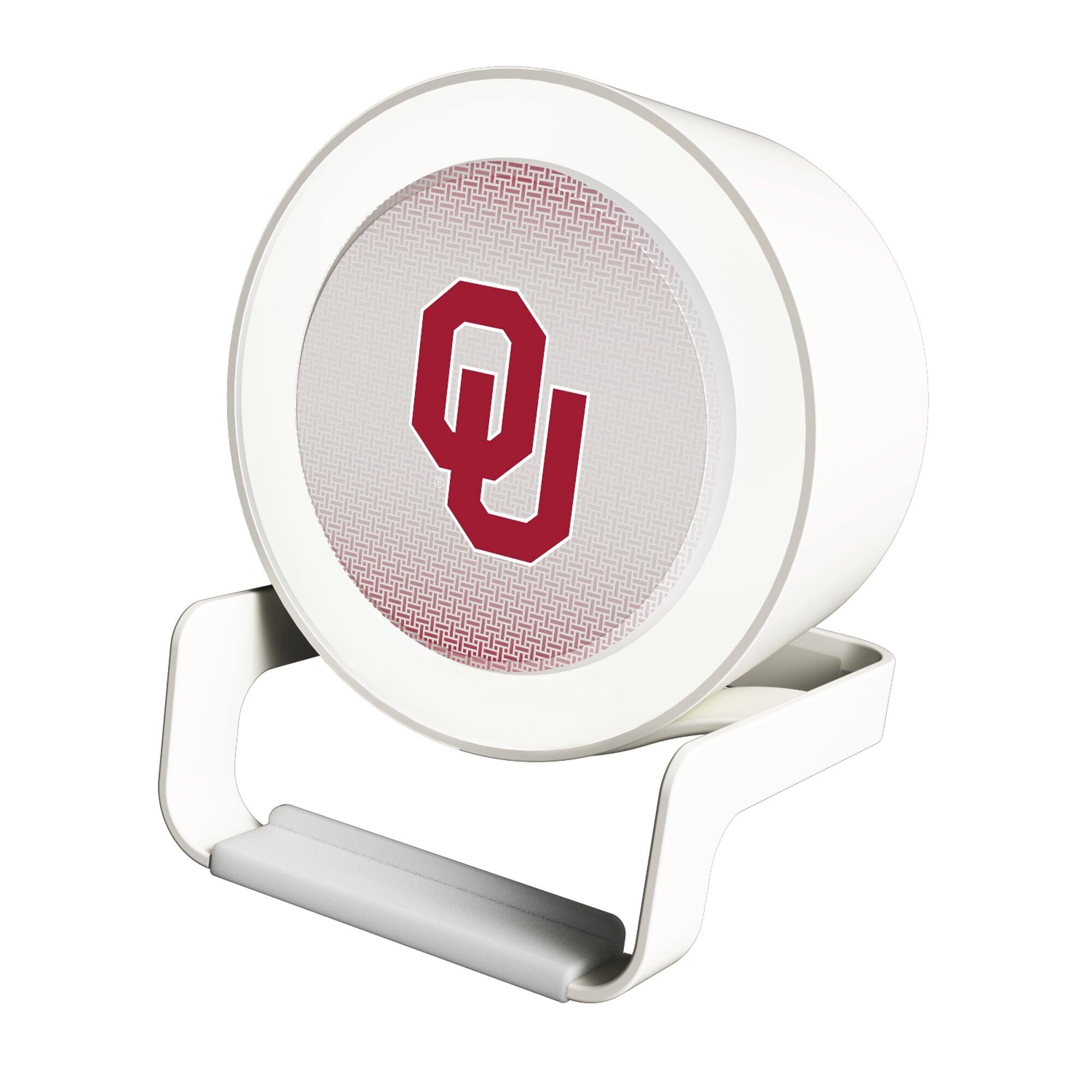 Front. Keyscaper - Oklahoma Sooners Linen Print Nightlight Charger & Bluetooth Speaker - White.