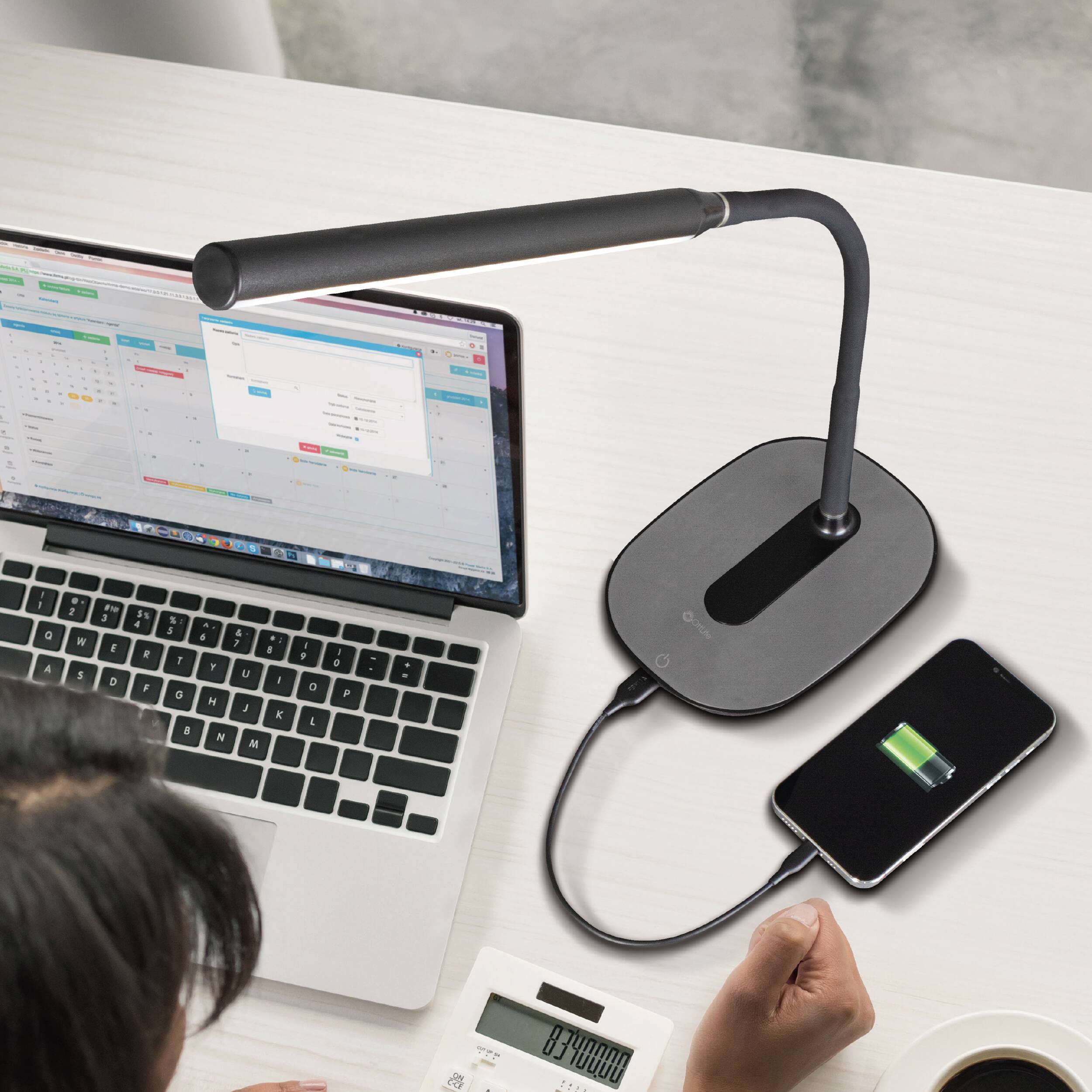 Alt View 17. OttLite - Strive LED Desk Lamp with USB Charging - White.