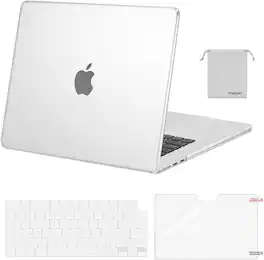 mosiso - Case for MacBook Air 15 inch M5 2026 2025-2023 M4 M3 M2 A3448 A3241 A3114 A2941, Shell&Keyboard Cover&Screen Film&Pouch - Translucent
