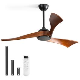 Sofucor - 52 Inch Propeller Ceiling Fan without Light and Remote 3 Solid Wood Blades Quiet DC Motor 6 Speeds High CFM Ceiling Fan - Black