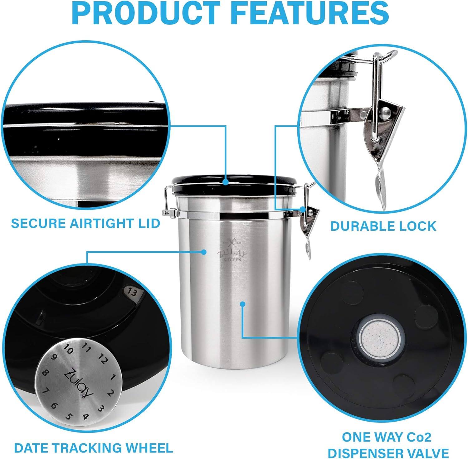 PRODUCT FEATURES

- SECURE AIRTIGHT LID
- DURABLE LOCK
- DATE TRACKING WHEEL
- ONE WAY CO2 DISPENSER VALVE