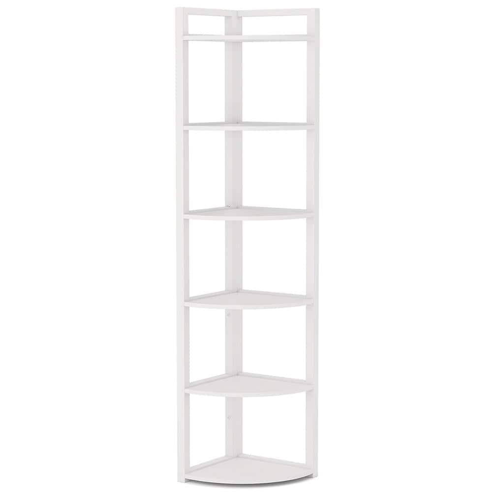Kadyn - Bookshelf, Storage Shelf, Bookcase,6-Tier Corner Shelf, Small Corner Bookshelf Storage Rack - White