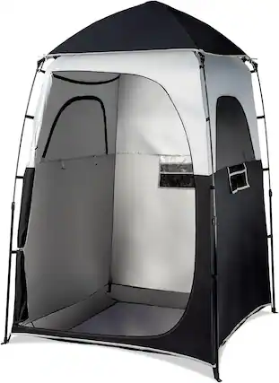 Front. Winado - 6.7FT Camping Pop Up Tent Instant Portable Shower Dressing Fitting Tent Privacy Toilet Changing Room for Outdoor Camping - Black.