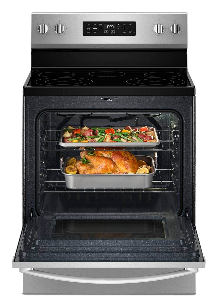 Alt View 2. Whirlpool - 5.3 Cu. Ft. Freestanding Electric Convection Range with Air Cooking Technology and Steam Clean - Stainless Steel.