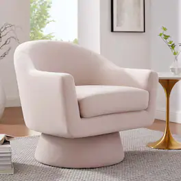 Astral Performance Velvet Fabric and Wood Swivel Chair by Modway - Pink