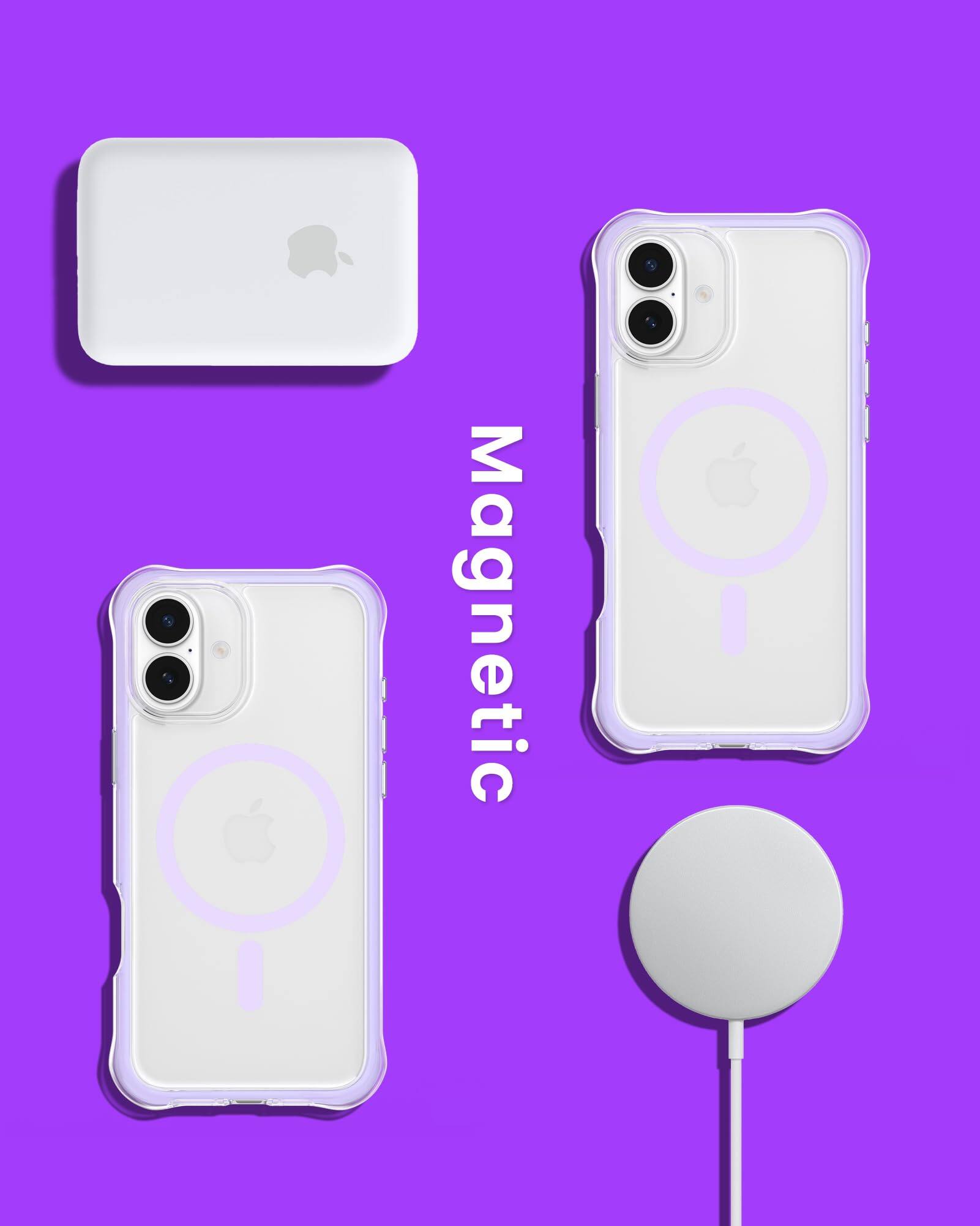 Alt View 6. Ornarto - ORNARTO Air Case for iPhone 16 Plus Clear, Compatible with MagSafe, Military-Grade Drop Protection Cover-Purple - Purple.