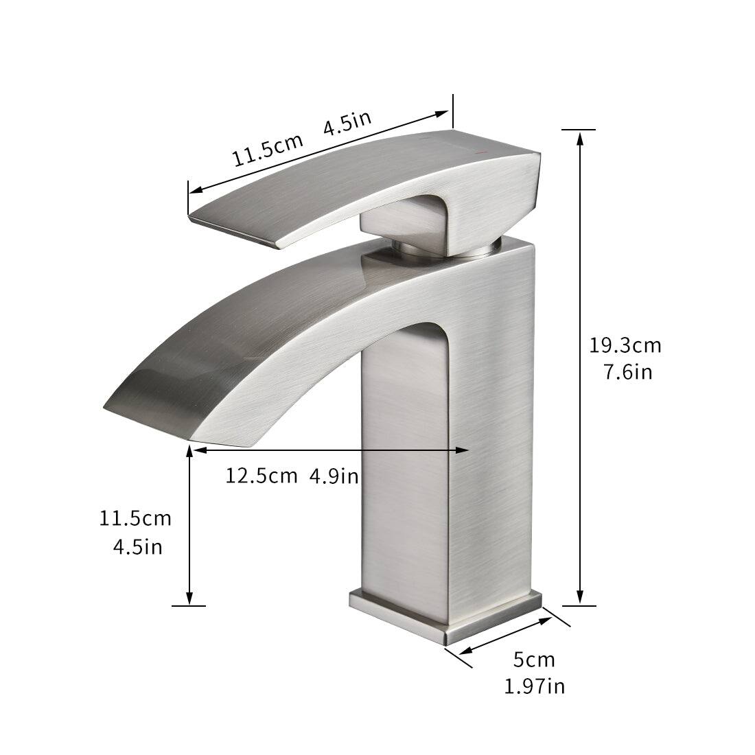 - 11.5cm (4.5in)
- 12.5cm (4.9in)
- 19.3cm (7.6in)
- 5cm (1.97in)