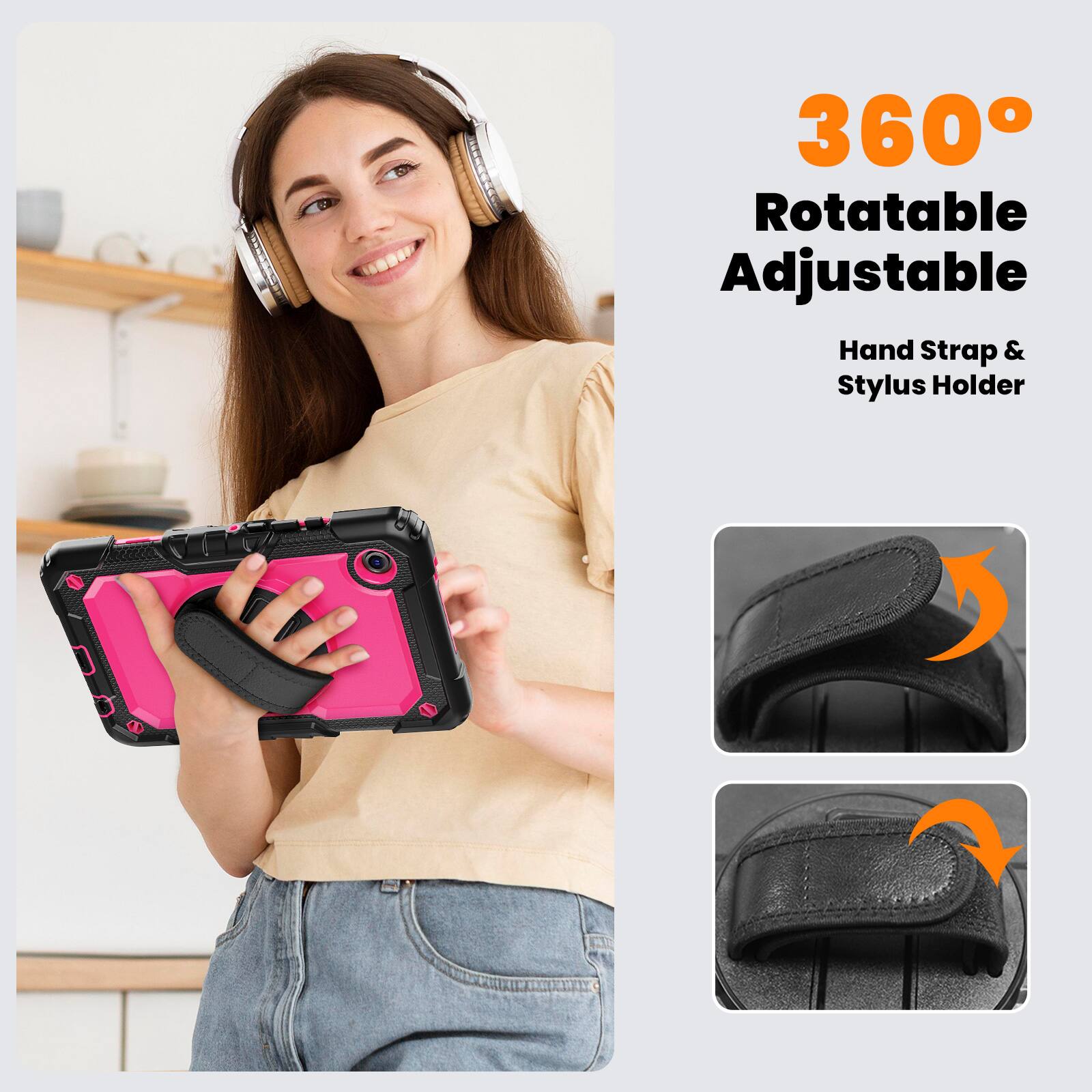 360° Rotatable Adjustable Hand Strap & Stylus Holder