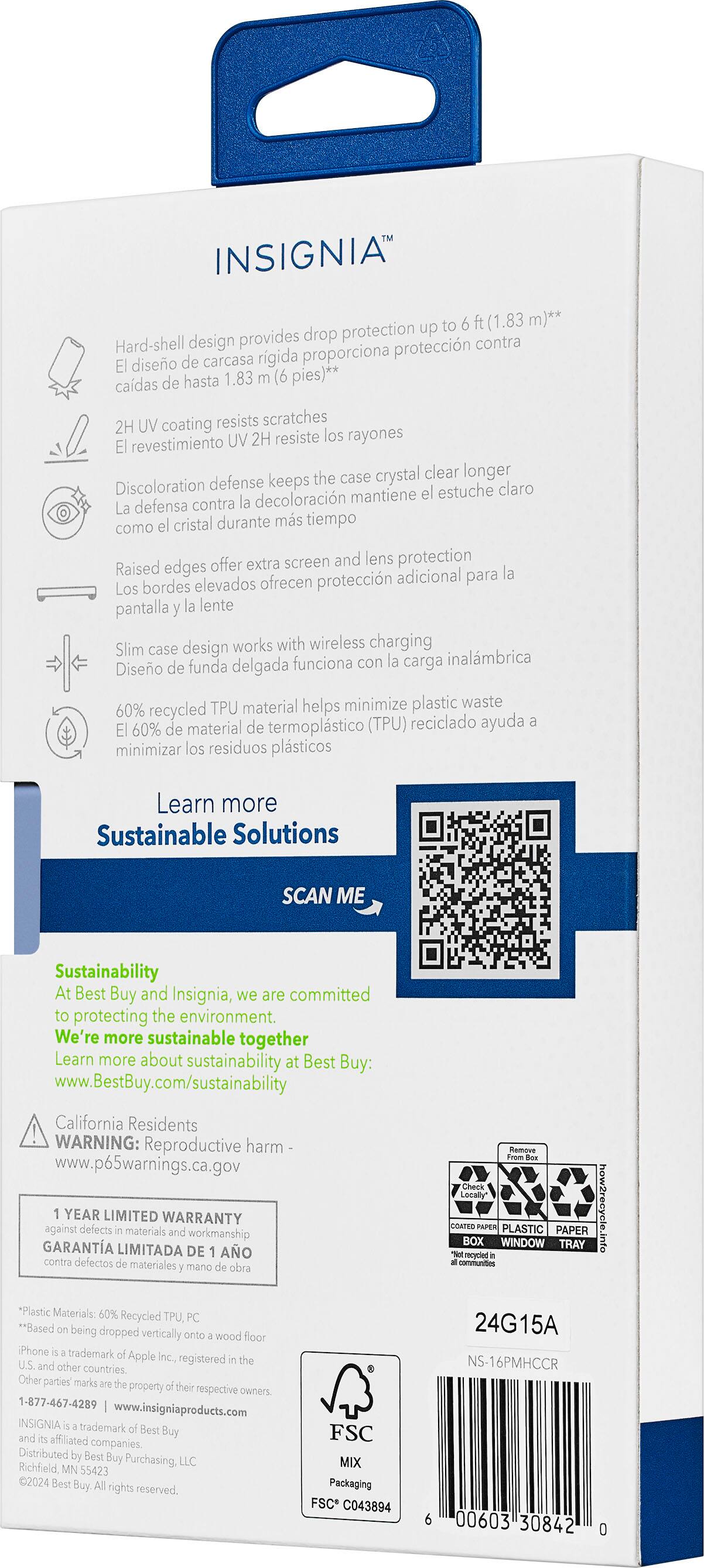 Insignia™ HardShell Case for iPhone 16 Pro Max Clear NS16PMHCCR