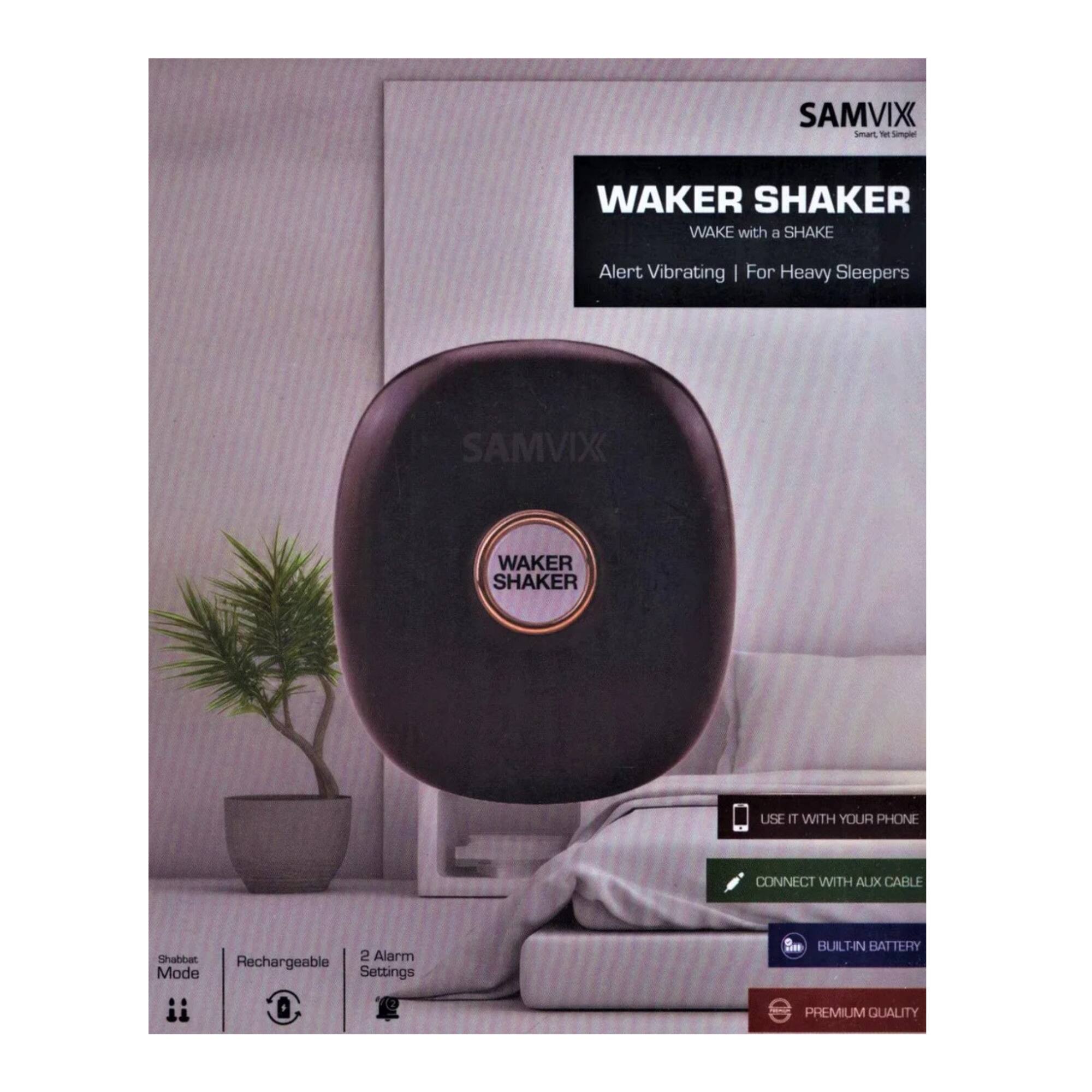 Kosher Samvix Rechargeable Waker Shaker Alarm (Black) - Black/Black