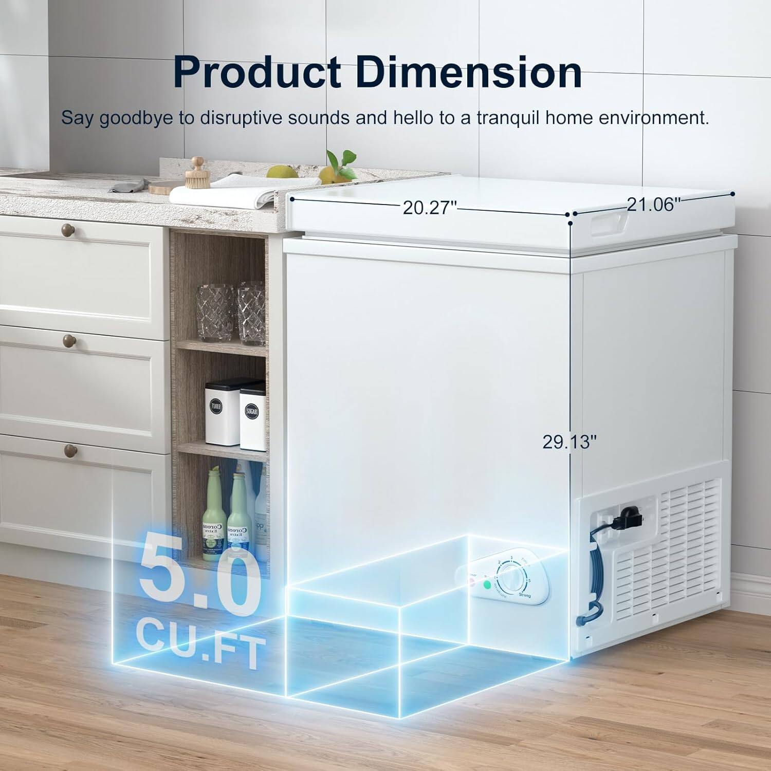 Alt View 7. Circus Cirle - 5.0 cu. ft. storage freezer with 7-level adjustable thermostat and removable basket, low noise, white - WHITE.