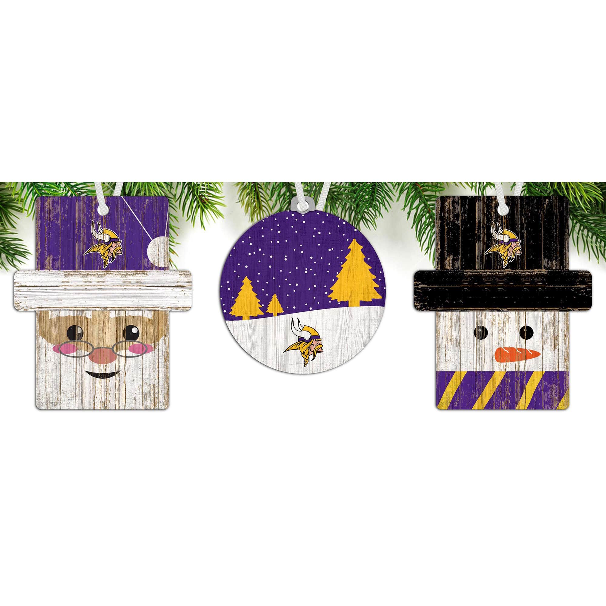 Fan Creations - Minnesota Vikings 3-Pack Ornament Set - Multicolor
