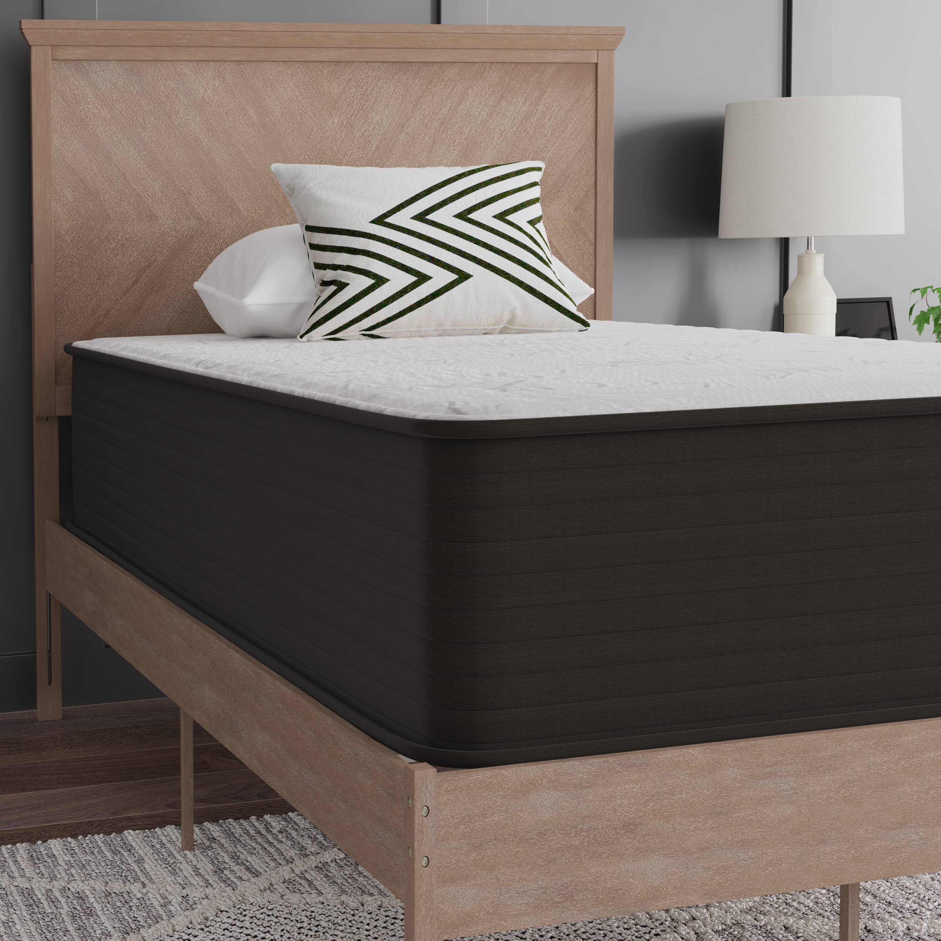 Alt View 4. Emma + Oliver - Drift 12 Inch Hybrid Mattress, High Density Foam and Pocket Spring Mattress in a Box, CertiPur-US Certified Foam - White/Gray.