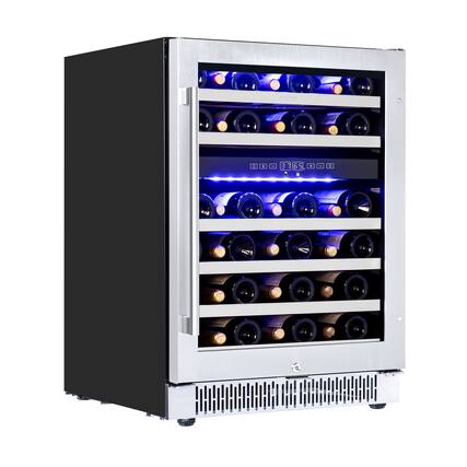 Front. Akicon - Luchar 24” Built-in Dual Zone Wine Cooler Refrigerator with Temperature Memory 46 Bottles in Stainless Steel - Stainless Steel.