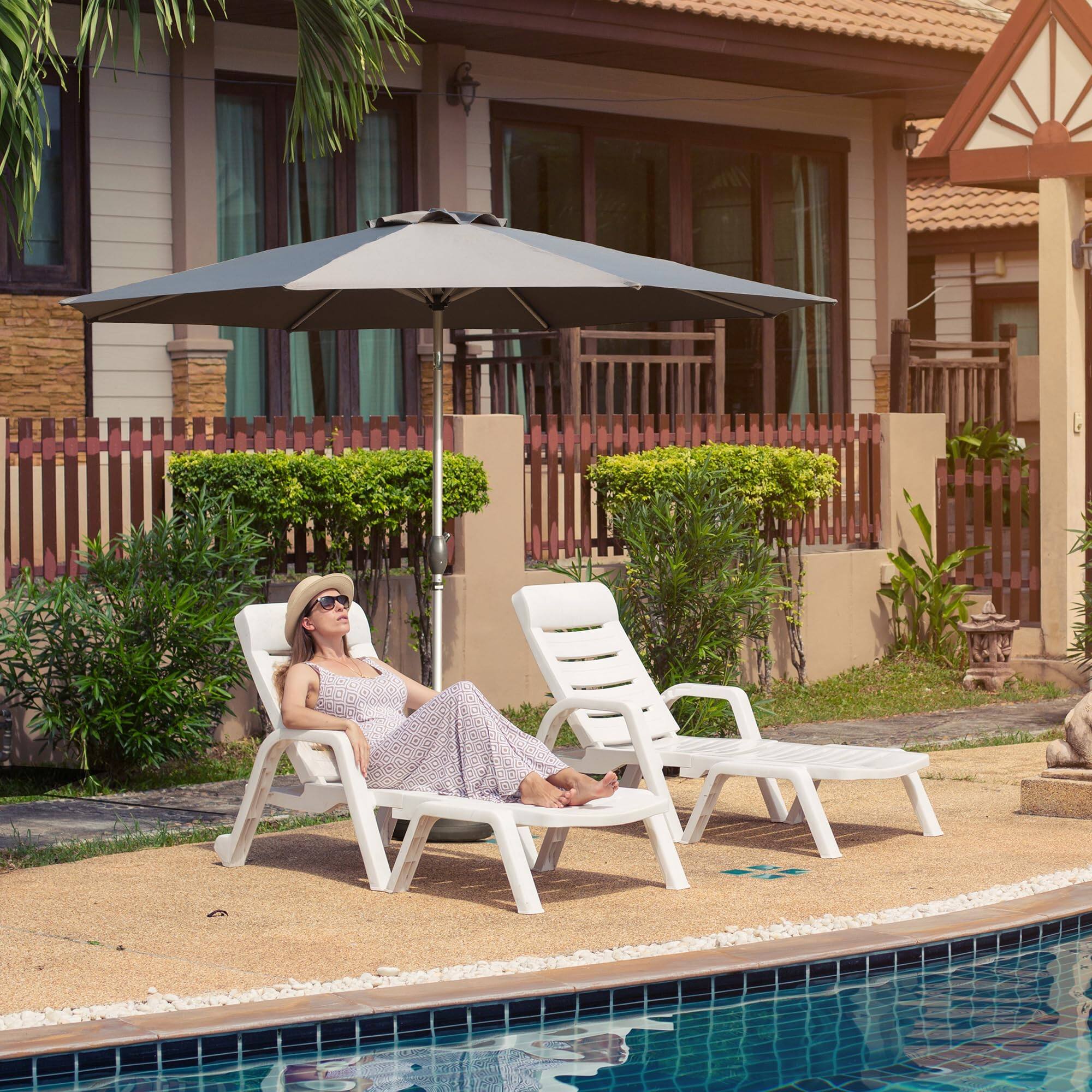 Angle. Mondawe - 9FT Patio Umbrella with Push Button Tilt and Crank - Gray.