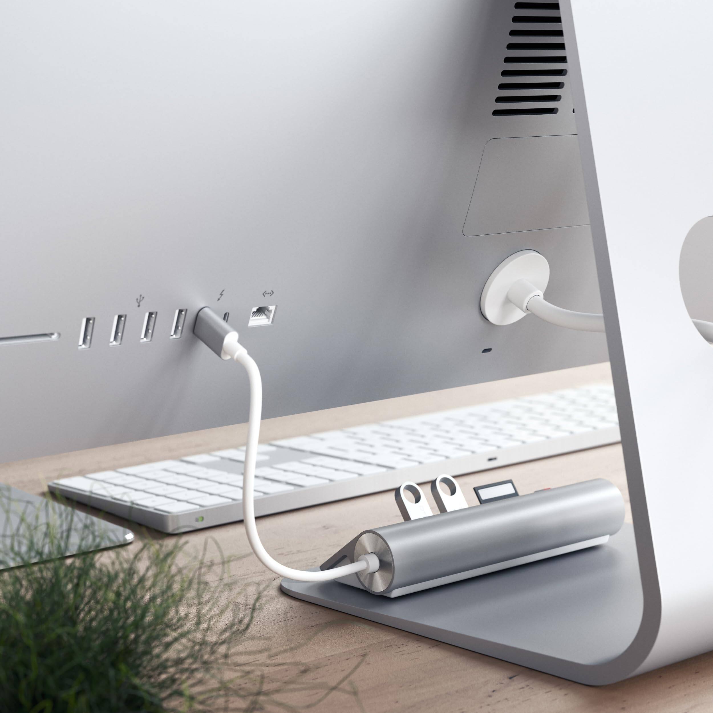 Alt View 2. Satechi - USB-C Combo Hub for Desktop - Silver.