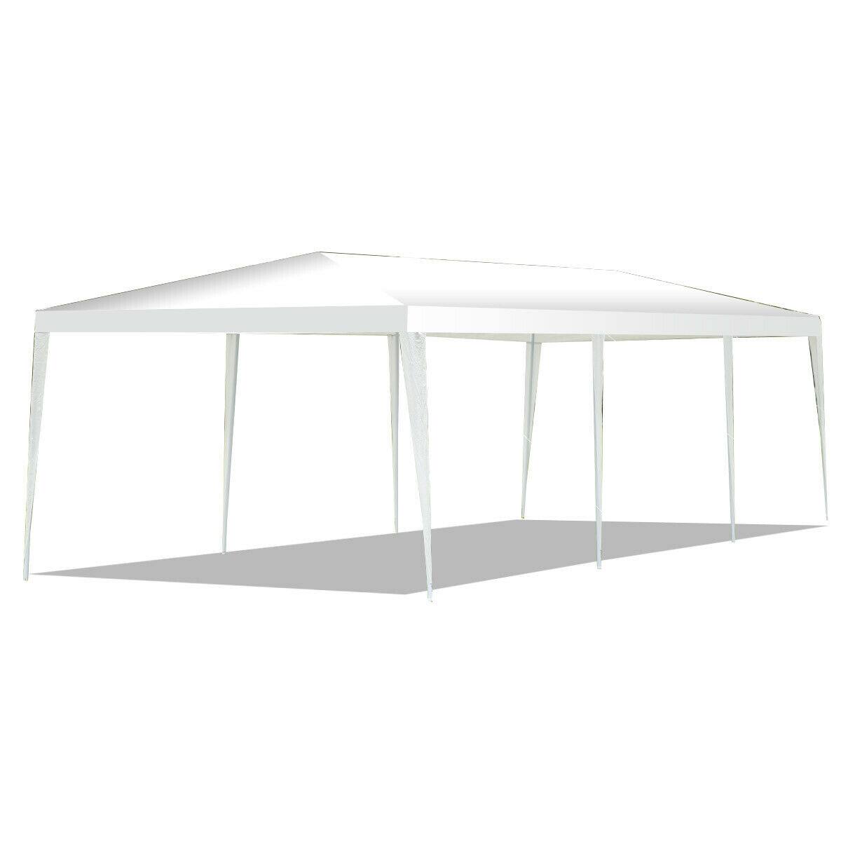 Front. Ecooso - 10 x 30 FT Gazebo Canopy Tent with Connection Stakes and Wind Ropes for Large Events - White.