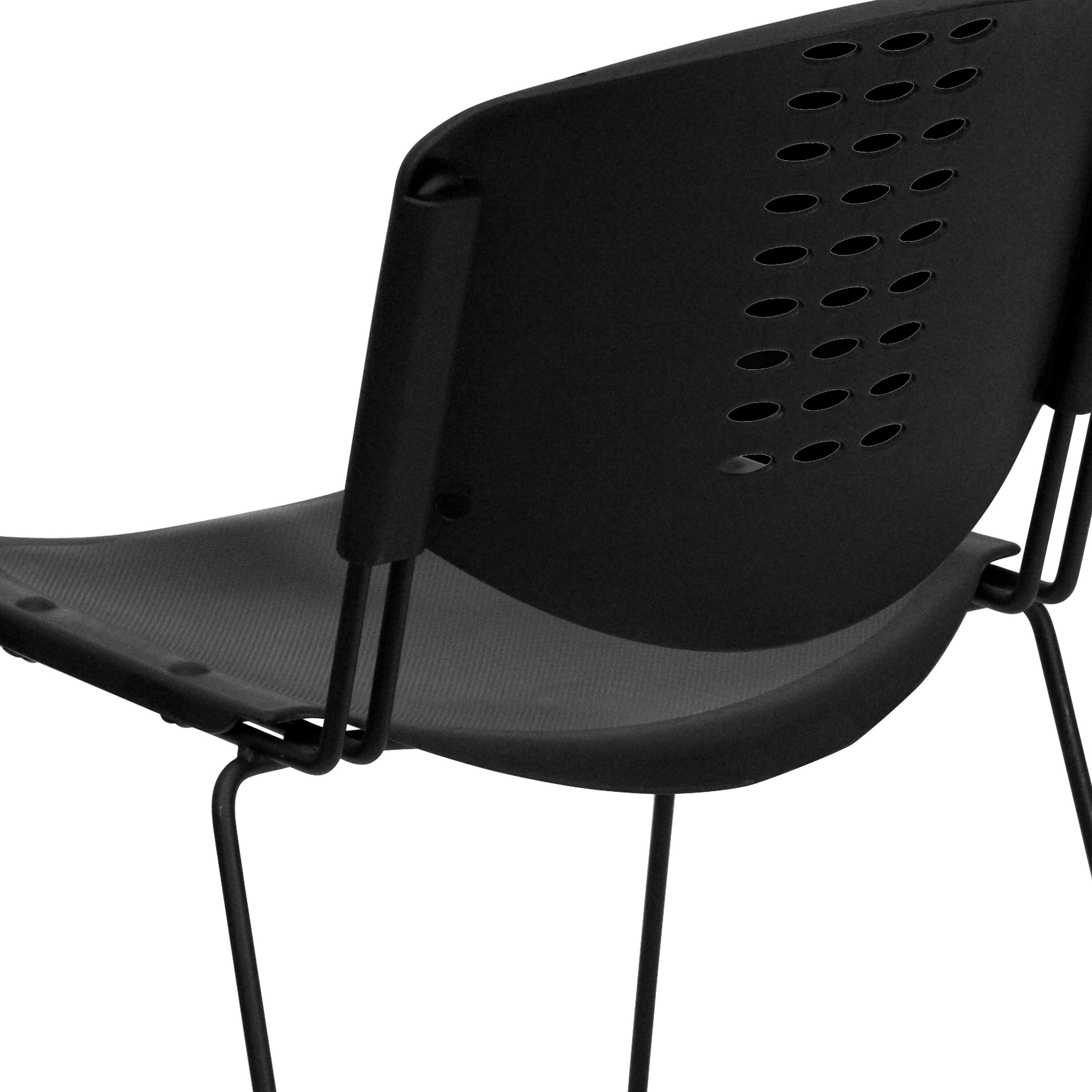 Alt View 9. Emma + Oliver - 400 lb. Capacity Plastic Stack Chair with Black Frame - Black.