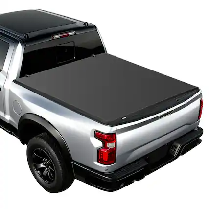 Front. VEVOR - Soft Tri-Fold Truck Bed Tonneau Cover, Compatible with 2009-2025 Dodge Ram 1500 (Incl. Classic & New) 5.7ft (67.4in) Bed - Black.