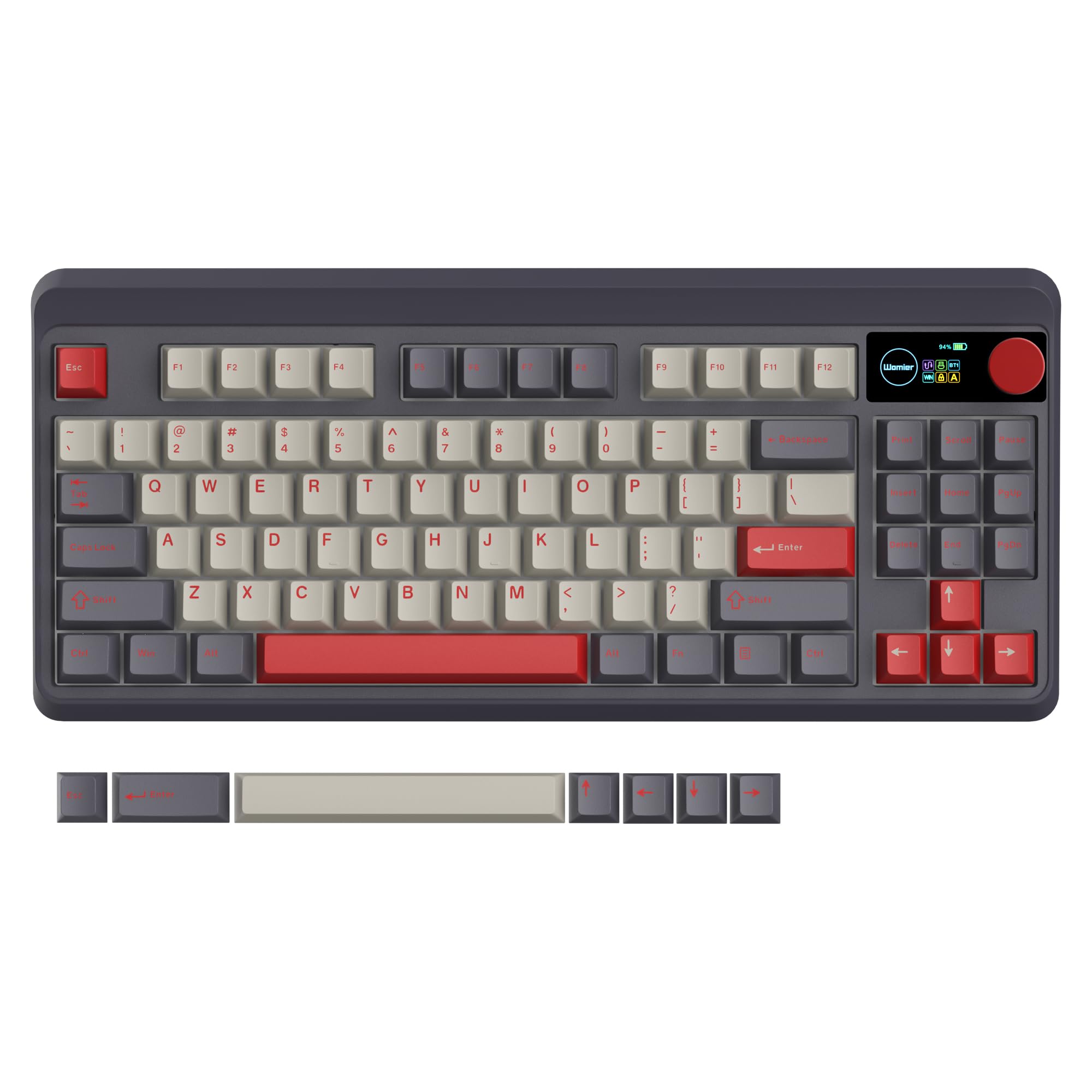 HM 1810 - Womier Retro 75 Wireless Gaming With Smart Multimedia Display knob M87 Pro 5 1 2 4ghz usb c Wired Mechanica - Purple