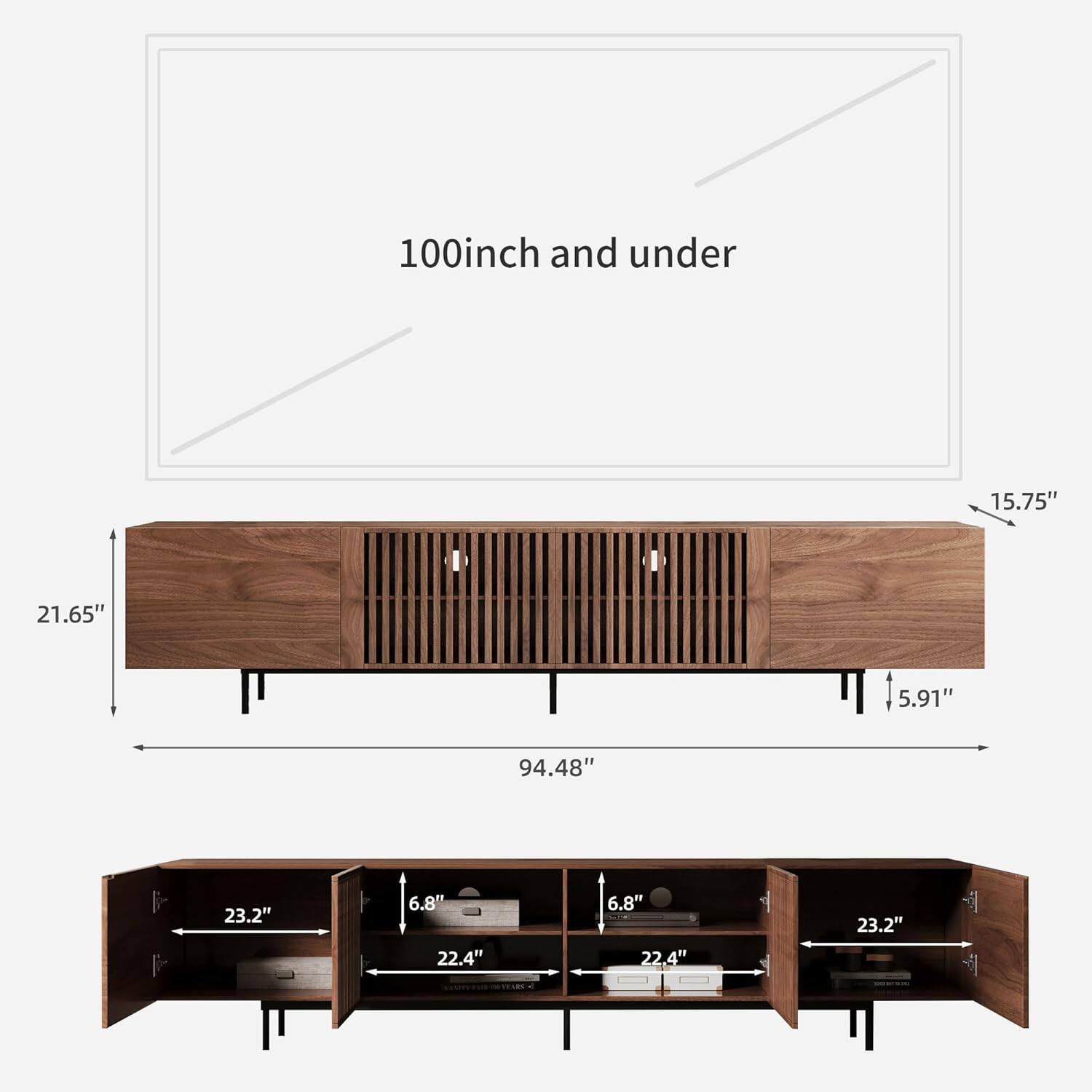100 inch and under

15.75" 21.65" 5.91" 94.48" 23.2" 6.8" 22.4" 6.8" 22.4" 23.2"