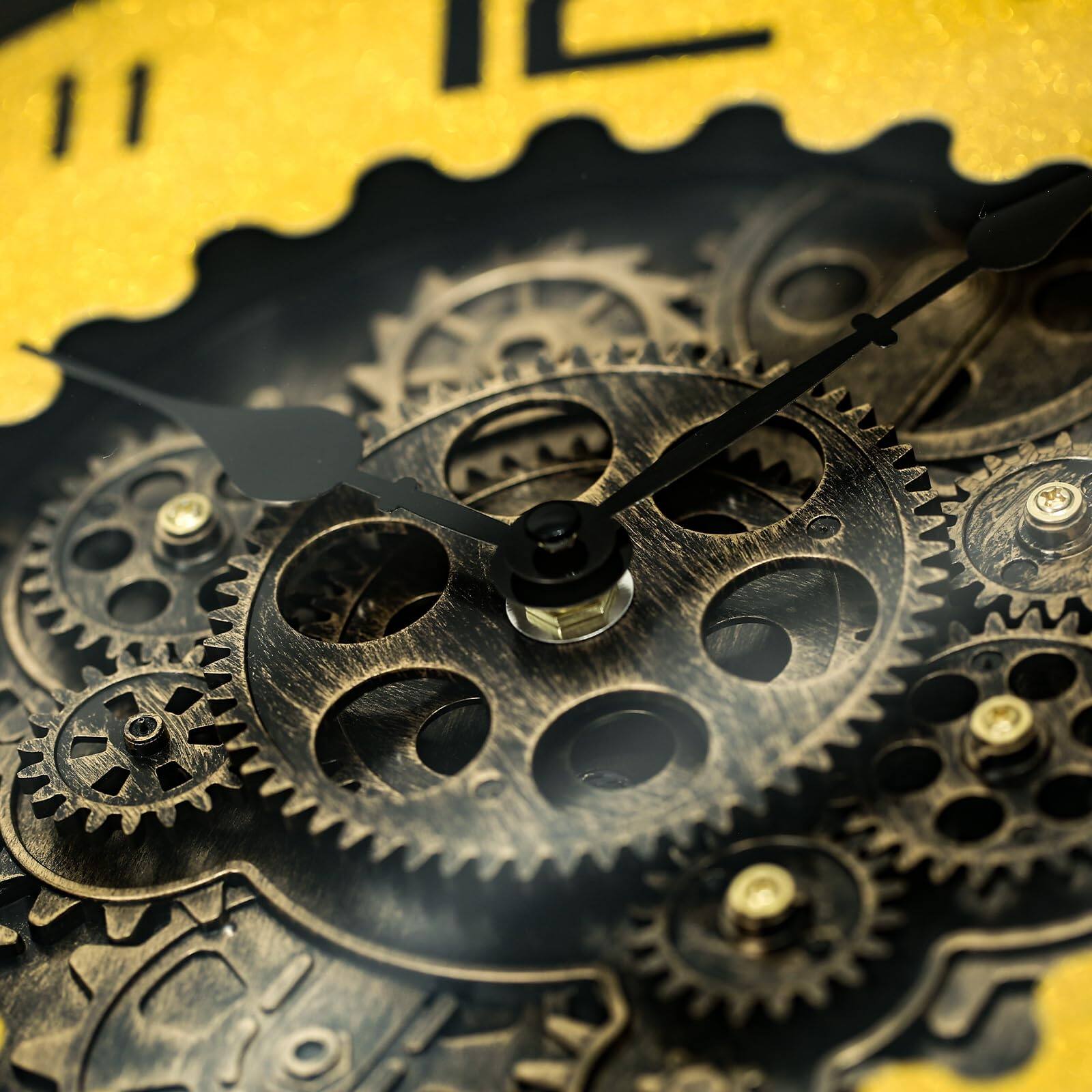 Left. Dazzed Corner - 16 Inch Movable Gear Wall Clock - Bronze.