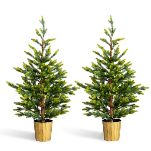 Winado - 2PCS 4 FT Artificial Christmas Tree with Pot Stand, Branch for Indoor / Outdoor Holiday Party Decoration - Dual-tone Green