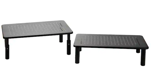 Front. Mind Reader - Mind Reader Iron Monitor Stand, Laptop or Screen Riser with Ventilated Metal Platform - Black.